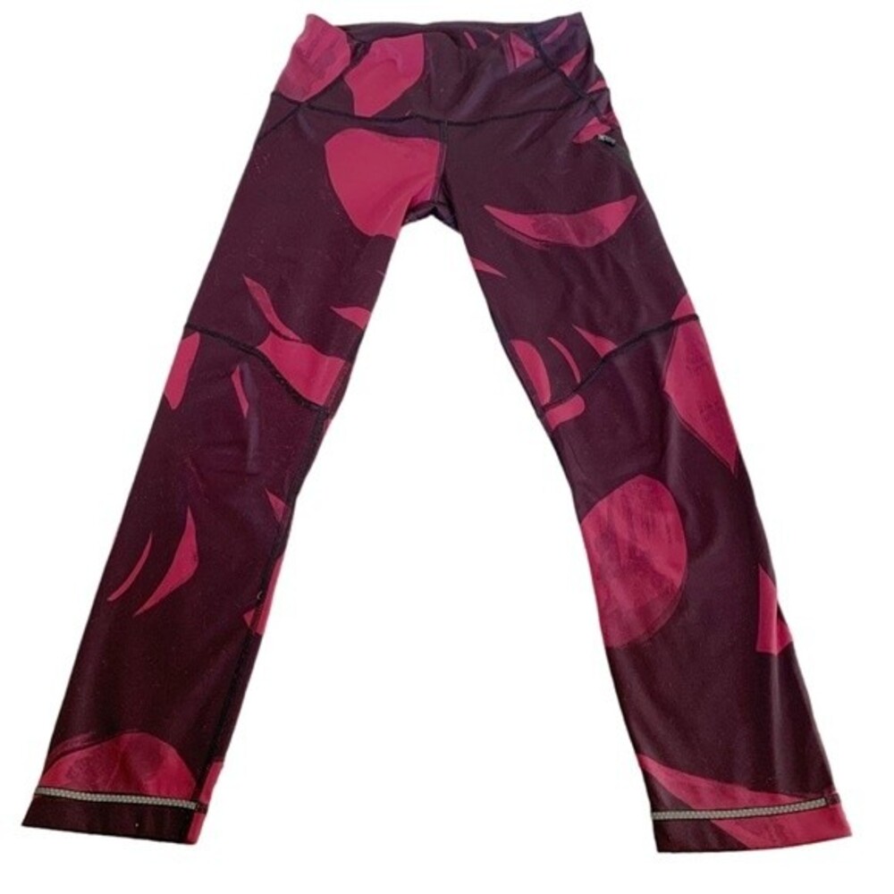 LULULEMON All Sport Crop Leggings Luxtreme Back Spin Stroke Purple Black size 4